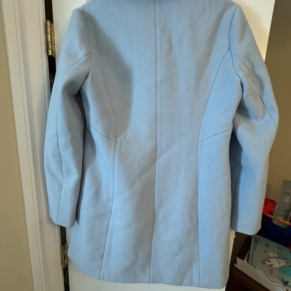 Pastel Blue Mid-Length Peter Pan Collar Pea Coat Allegra K - Picture 6 of 6